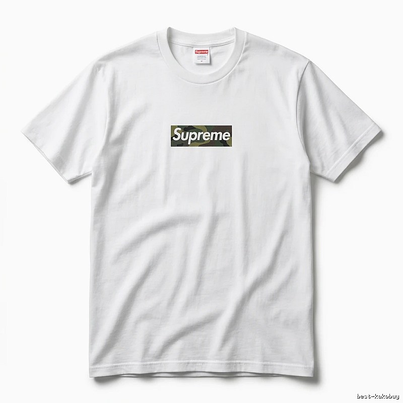 Supreme camouflage-style white T-shirt