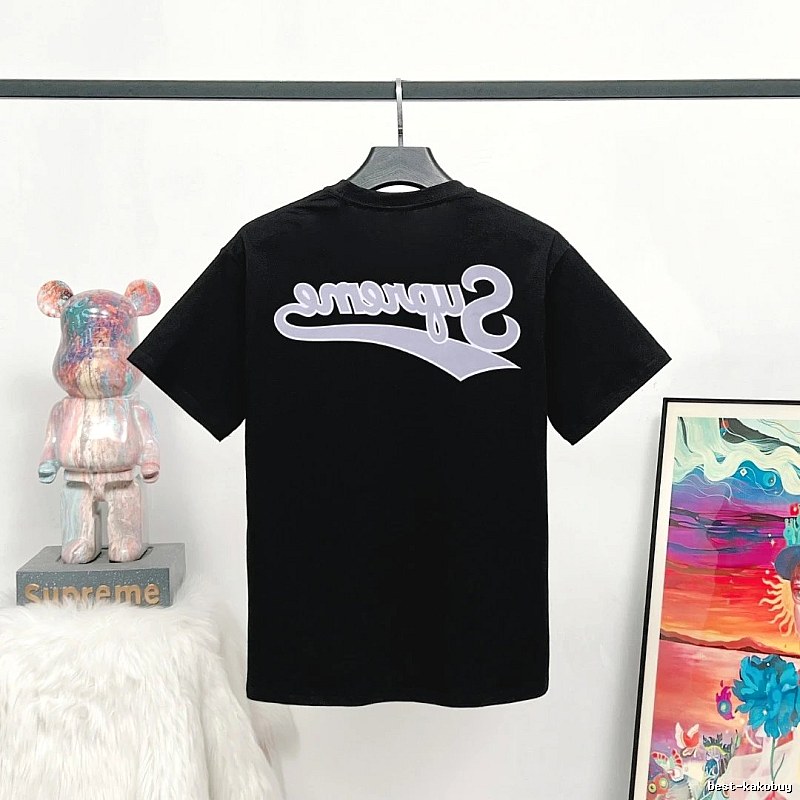 Supreme Inverted Logo Street Style Black Short-sleeve T-shirt