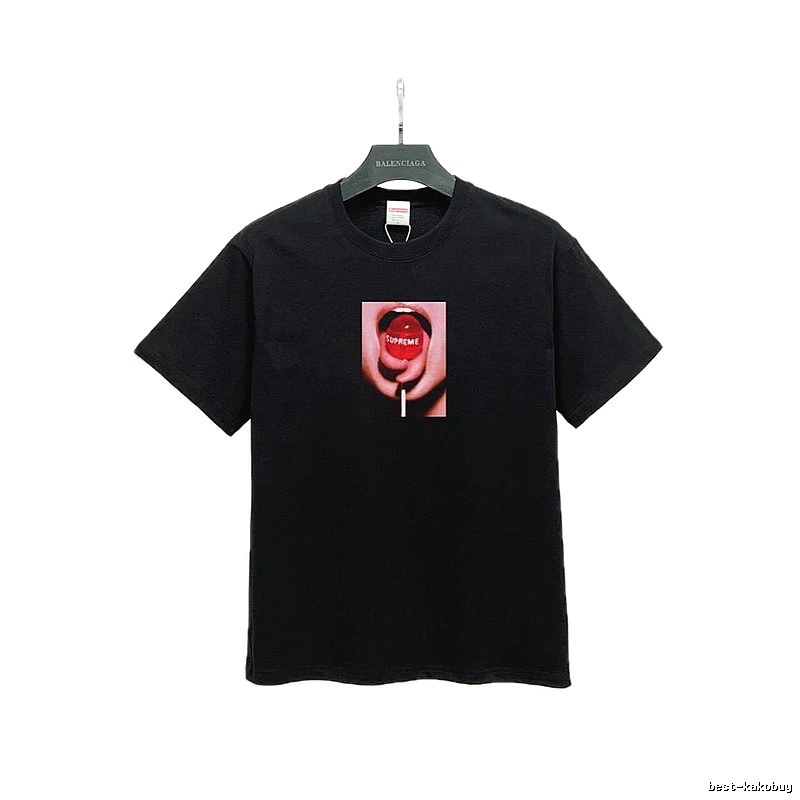 Supreme Lollipop Print Street Style Black T-Shirt