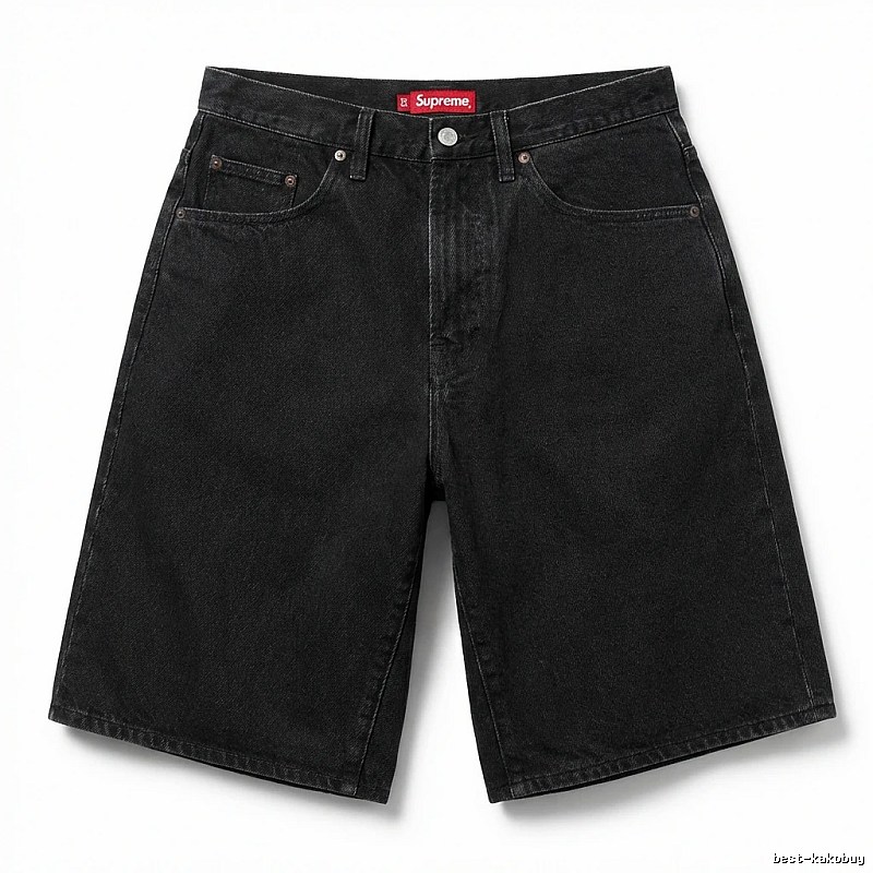 Supreme retro-style black denim shorts