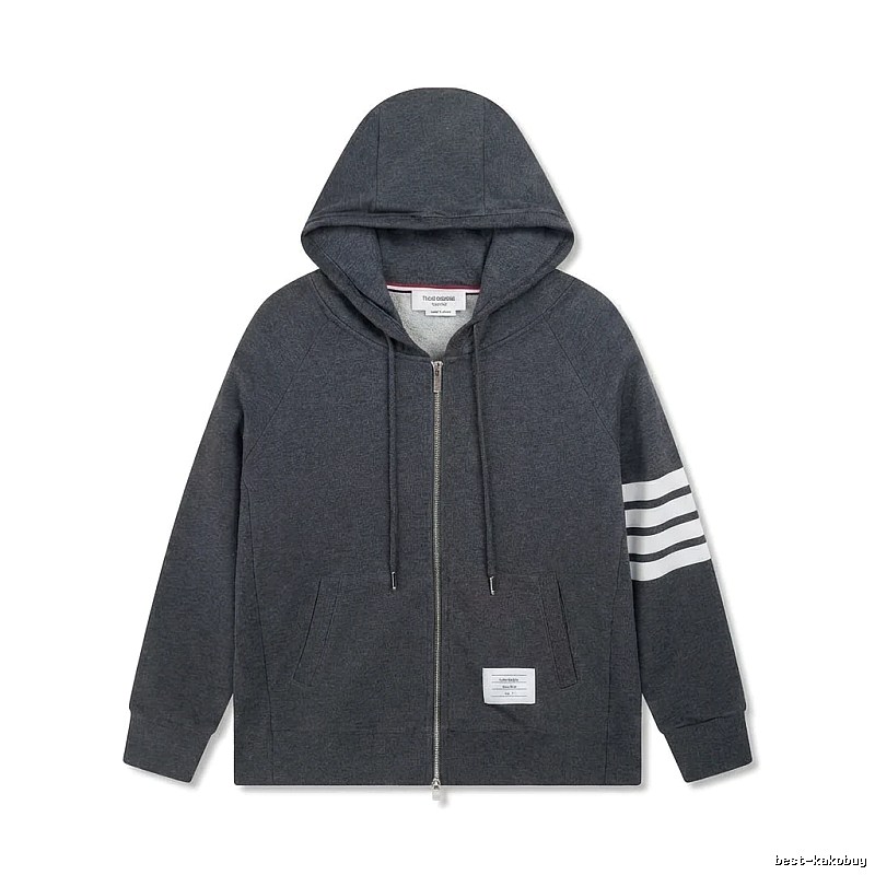 Thom Browne striped style dark gray sweatshirt
