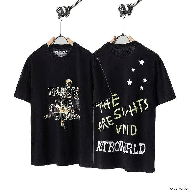 Travis Scott Astroworld Hip-hop Style Black T-shirt