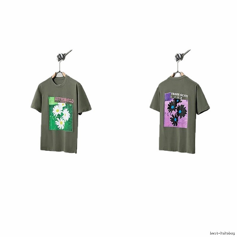 Travis Scott AstroWorld Vintage Army Green Short-Sleeve T-Shirt