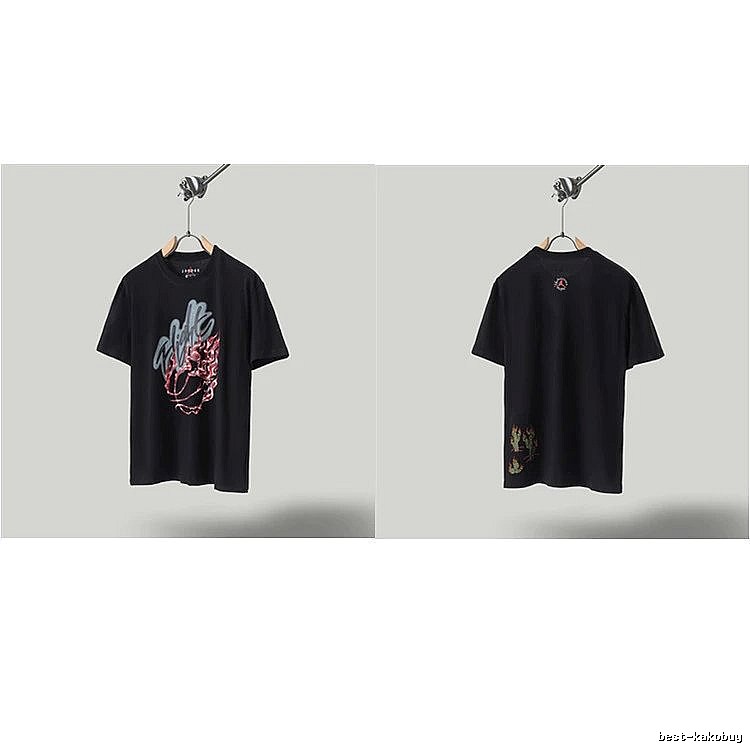 Travis Scott x Air Jordan Graffiti-style Black Short-sleeve T-shirt