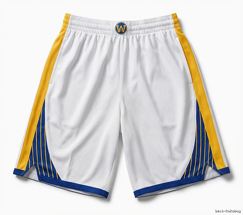 Warriors' Curry's white, yellow and blue shorts