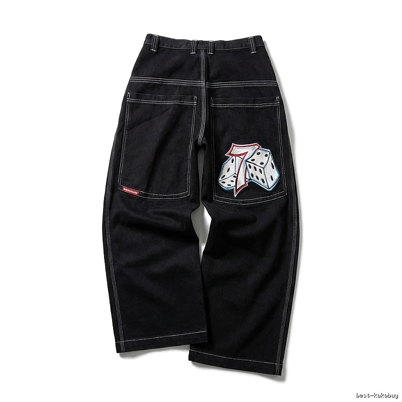 Y2K Dice Style Black Pants